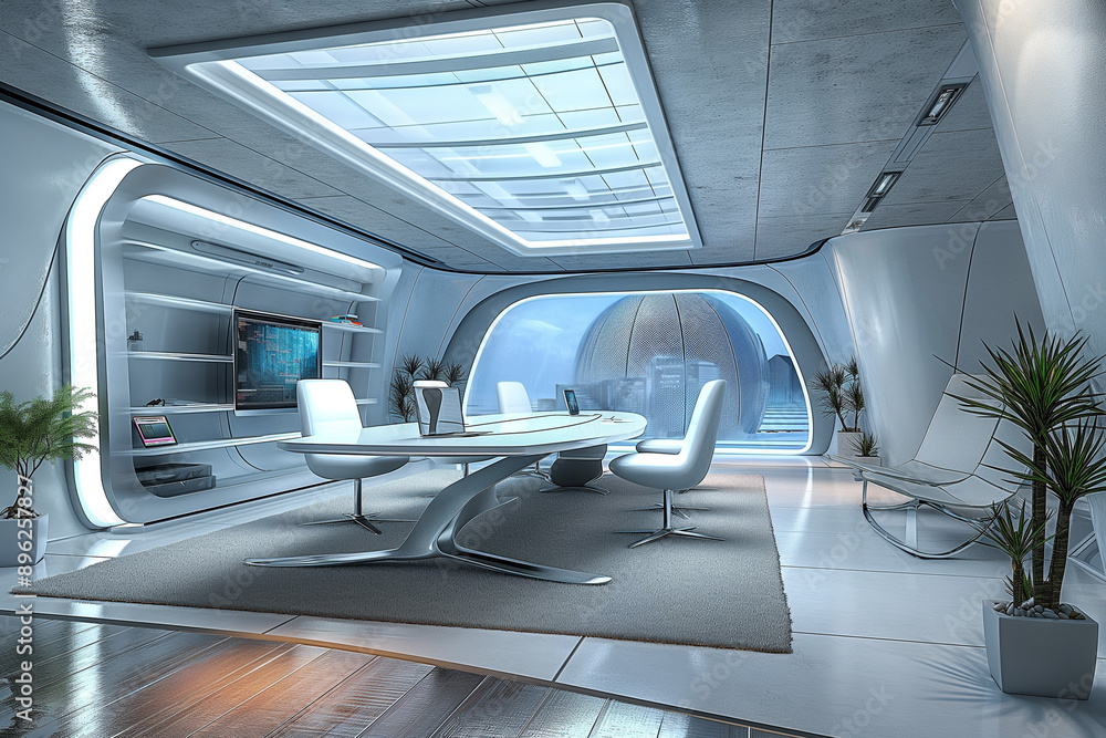 A futuristic office space with advanced technology A futuristic office space with advanced technology