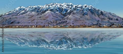 Wasatch mountains Provo City Utah illustration 