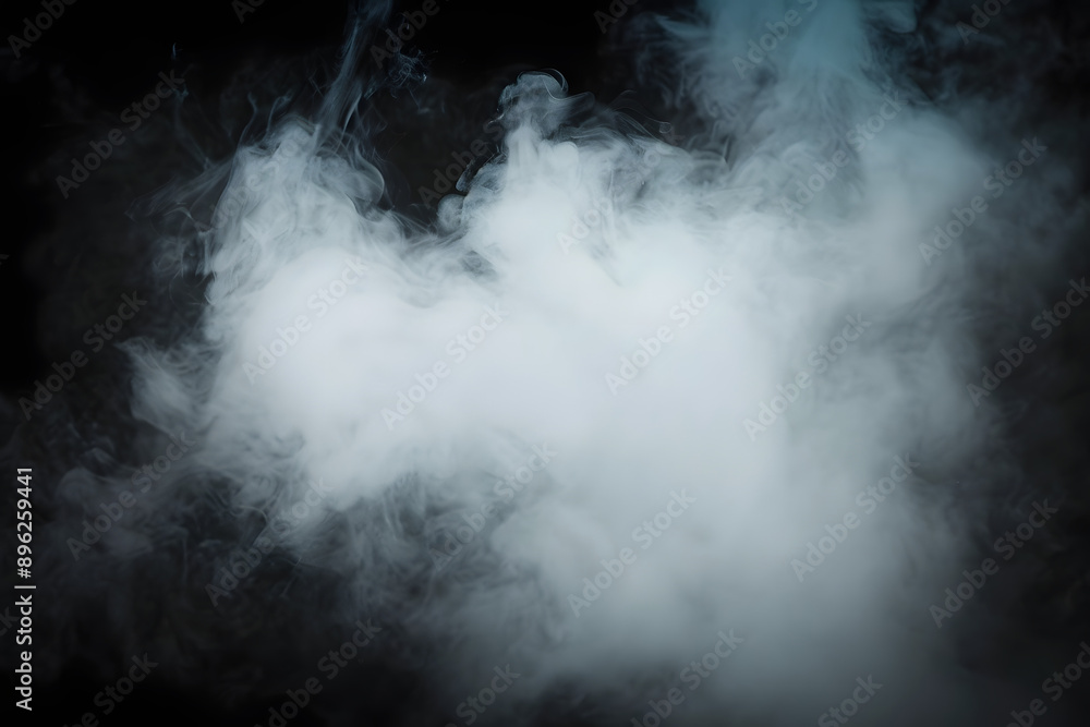 Fototapeta premium abstract white smoke or fog on dark background, copy space for your text