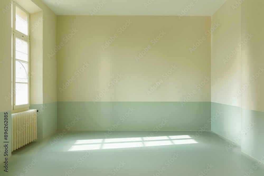 Empty room with green walls, floor and window. Empty room with green walls, floor and window.
