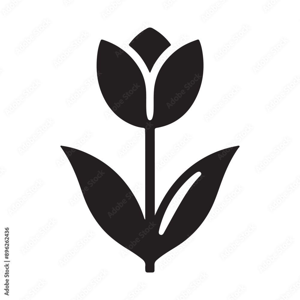 tulip flower silhouette - flat design icon with a white background tulip flower silhouette - flat design icon with a white background