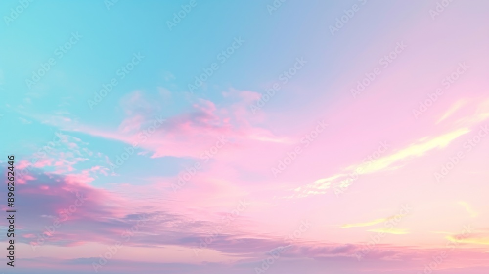 Obraz premium Serene sky with soft pastel hues blending seamlessly from pink to blue