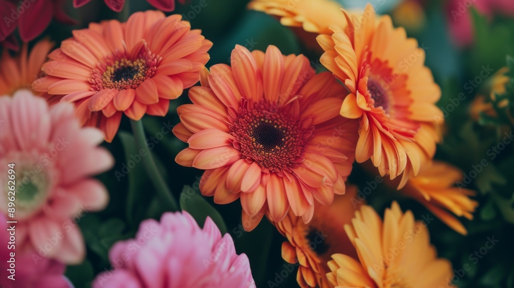 Close-up shot of a bunch of orange and pink flowers Close-up shot of a bunch of orange and pink flowers
