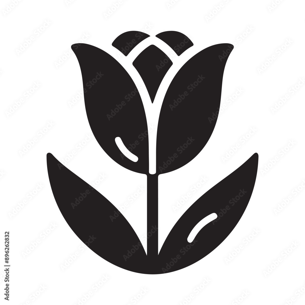 tulip flower silhouette - flat design icon with a white background tulip flower silhouette - flat design icon with a white background