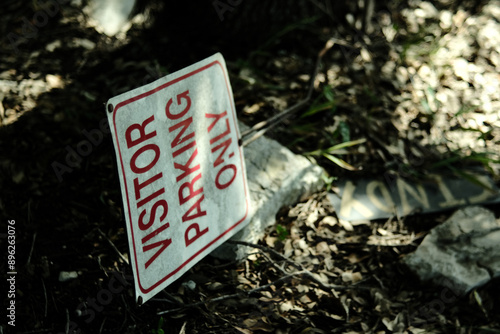 an old no parking sign