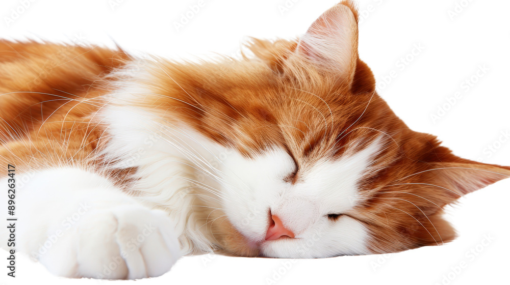 orange and white calico cat, sleeping tranparent, isolated background png orange and white calico cat, sleeping tranparent, isolated background png