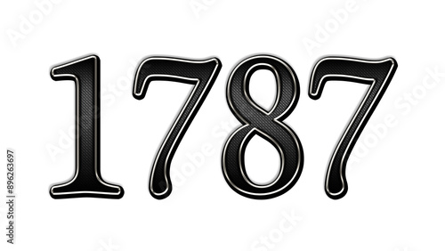 black metal 3d design of number 1787 on white background.