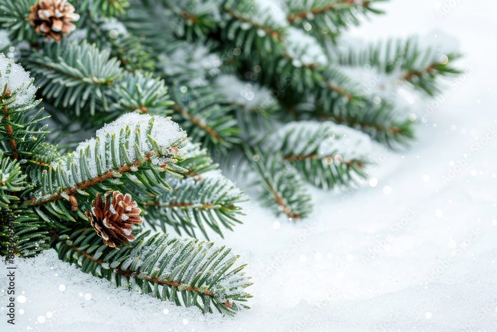 christmas background with pine or fir tree with snow in winter christmas background with pine or fir tree with snow in winter