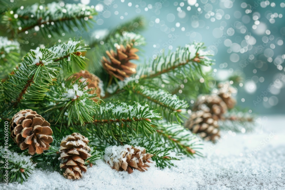christmas background with pine or fir tree with snow in winter christmas background with pine or fir tree with snow in winter