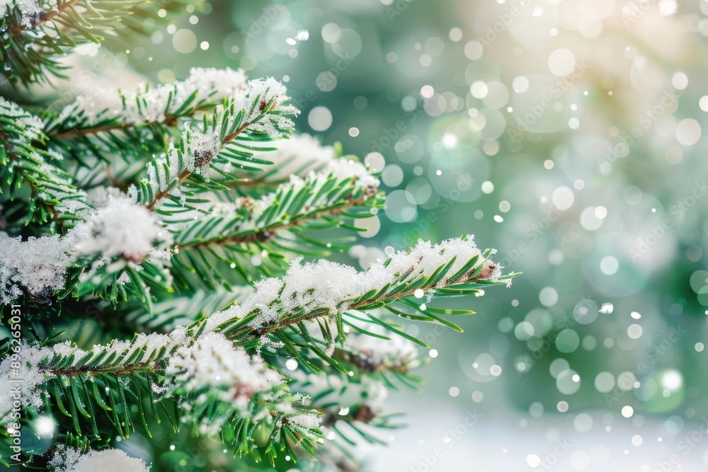 christmas background with pine or fir tree with snow in winter christmas background with pine or fir tree with snow in winter