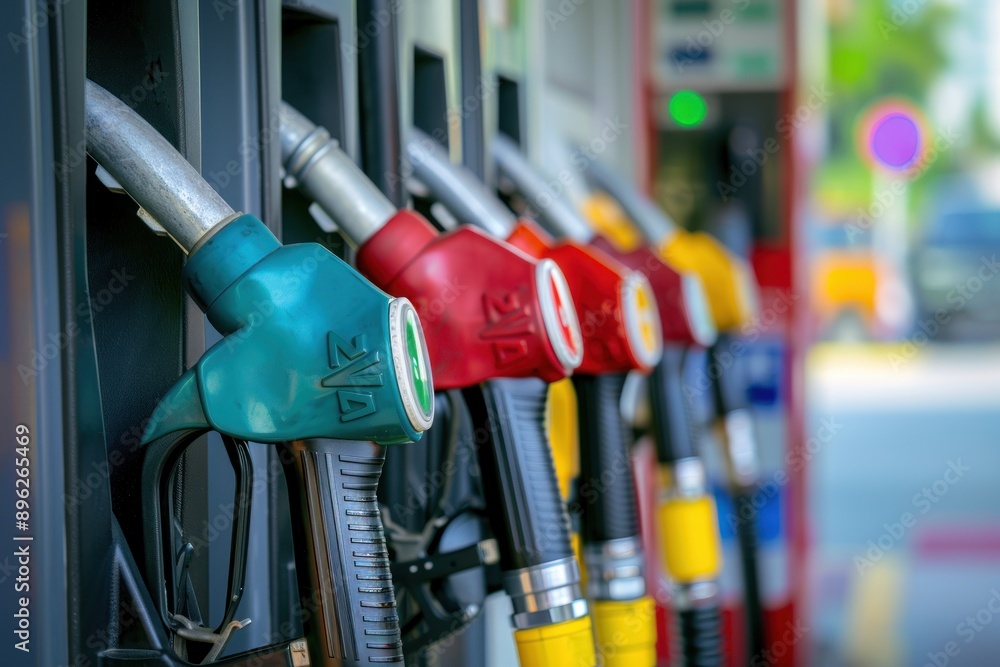 close up gas pump nozzles on station close up gas pump nozzles on station