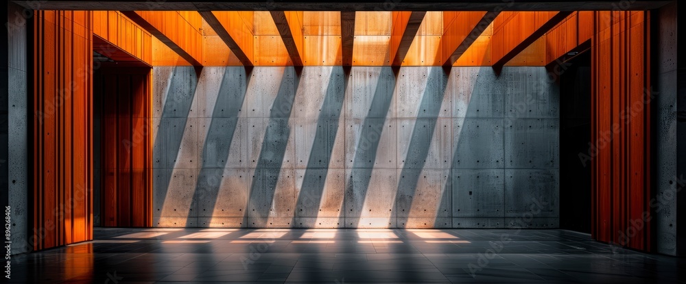 Obraz premium Architectural H-Beam Steel Structure With Light And Shadow, Showcasing Aesthetic And Design