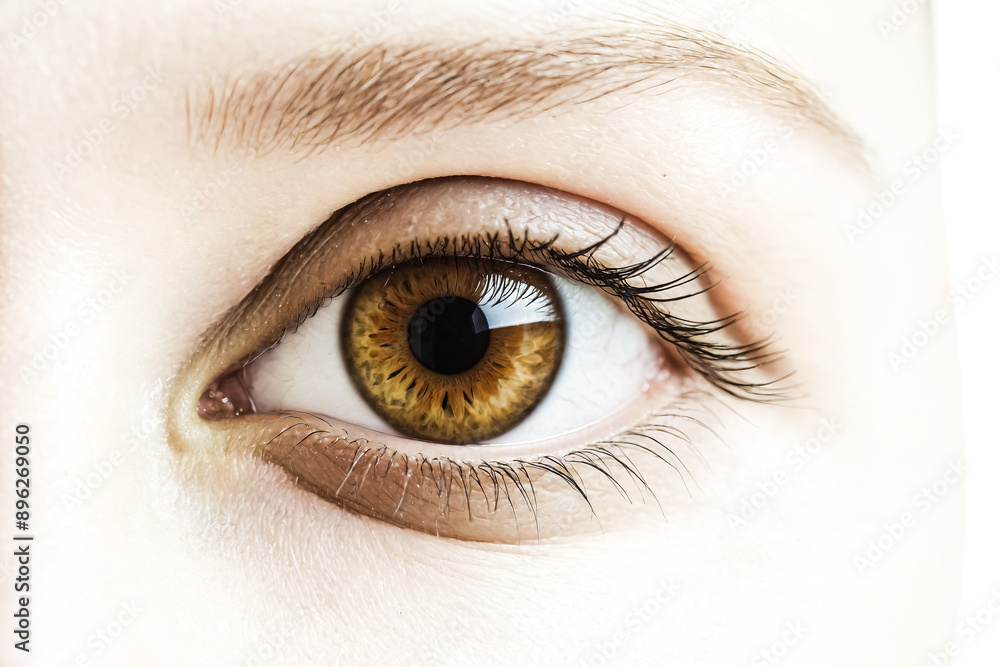 Fototapeta premium Close up of a brown eye with long eyelashes