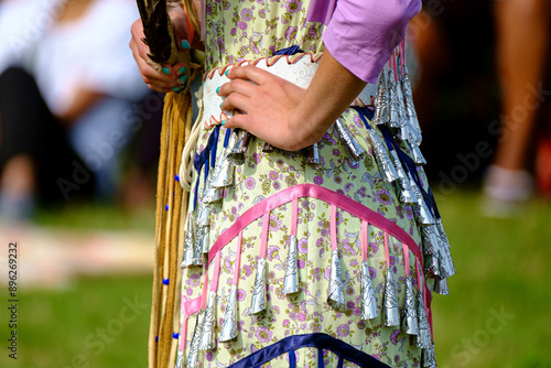 Obraz na płótnie Jingle Dancer at Khowutzun Warmland Intertribal Pow Wow, Duncan, British Columbia, Canada