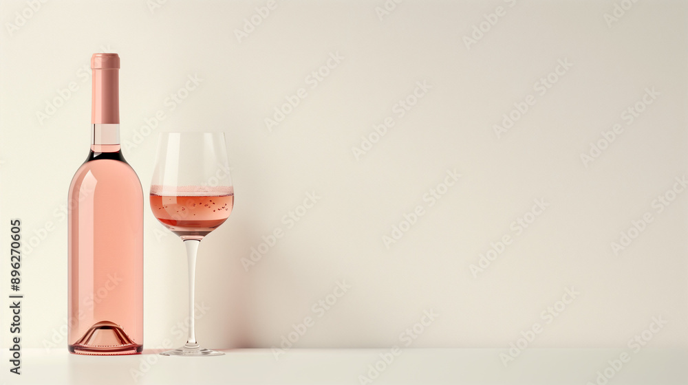 A bottle of rose wine. A place for the text. A bottle of rose wine. A place for the text.