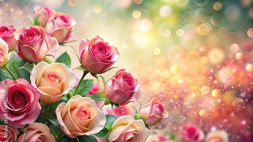 Happy Valentine's day watercolor background. Luxury flower wallpaper design with rose flower. Elegant illustration suitable for greeting card, print, cover. Space for text. Mother's Day, birthday