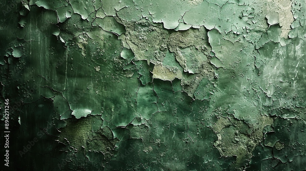 Close-up of a wall with peeling green paint on both sides Close-up of a wall with peeling green paint on both sides