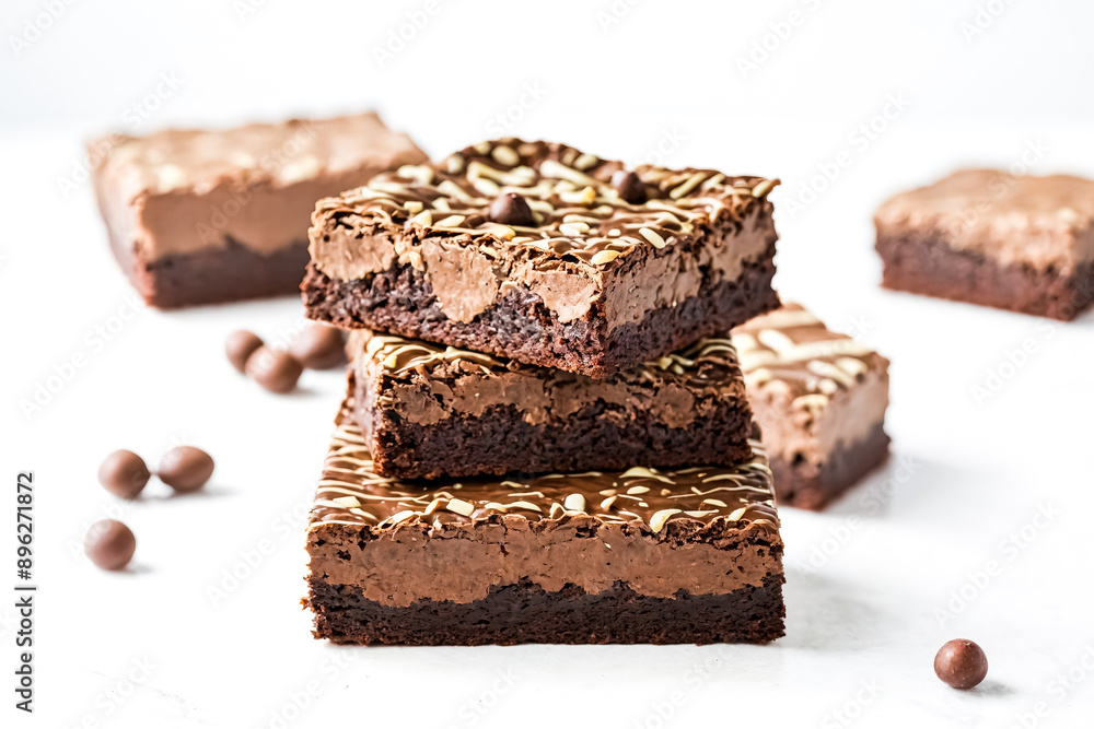 Chocolate Brownies with White Chocolate Drizzle and Chocolate Balls Chocolate Brownies with White Chocolate Drizzle and Chocolate Balls