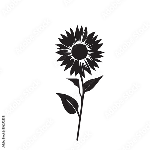 Sunflower silhouette icon . botanical black flower, Vector illustration. © Riva