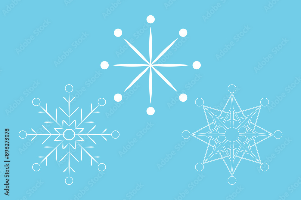 Fototapeta premium Set white snowflakes Intricately Detailed Vector Illustration Perfect for Winter themed Imagery Captivating Masterfully сrafted Snow Design for your projects December holidays concept elements Joy