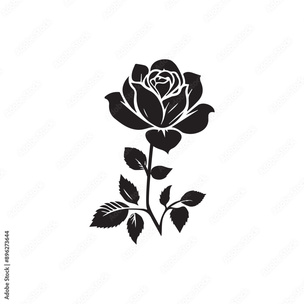 Obraz premium Rose flower icon , Decorative rose silhouettes. Vector illustration botany rose isolated on white background