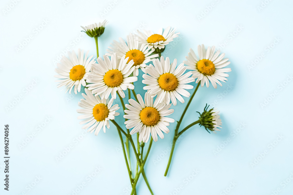 Fototapeta premium Daisies on a Blue Background