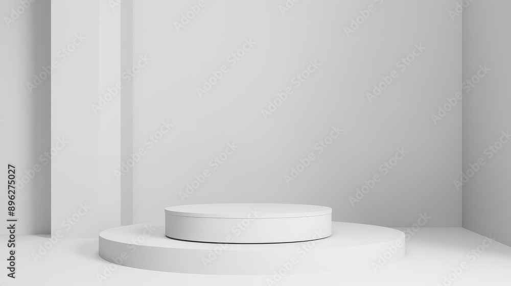 Modern Product Display: Minimal Podium with White Background for Effective Presentation Modern Product Display: Minimal Podium with White Background for Effective Presentation