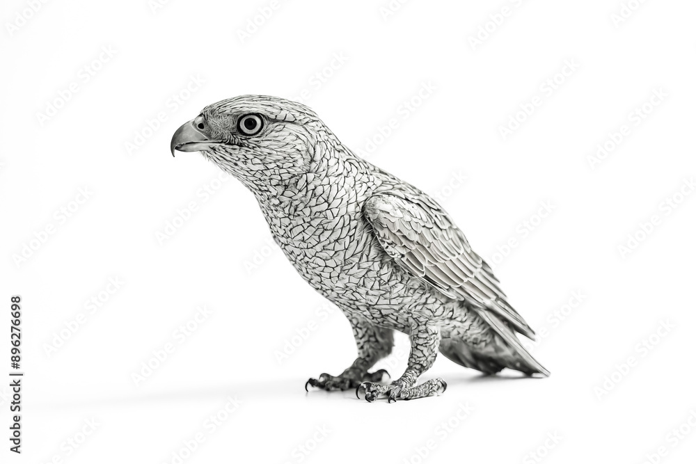 Fototapeta premium Black and White Bird with Detailed Feathers