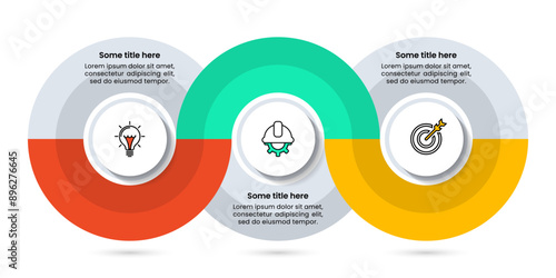 Infographic template. 3 connected circles with icons