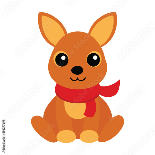 Cute baby kangaroo Christmas vector illustration.