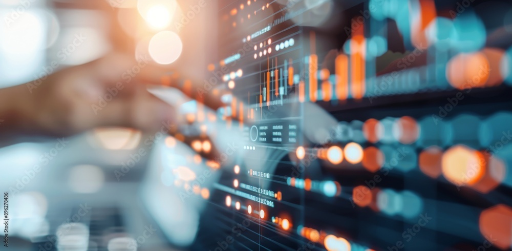 Finger Interacting With Stock Market Data Finger Interacting With Stock Market Data