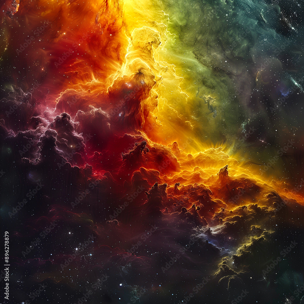 Fototapeta premium Planets and other solar systems, nebulae and exoplanet, formation of new worlds, big bang birth of the universe. Ai generative