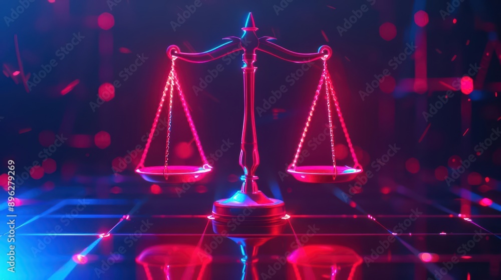 Fairness is illustrated with radiant balancing scales and diverse, glowing figures in an ultramodern, supernatural scene banner with copy space Fairness is illustrated with radiant balancing scales and diverse, glowing figures in an ultramodern, supernatural scene banner with copy space