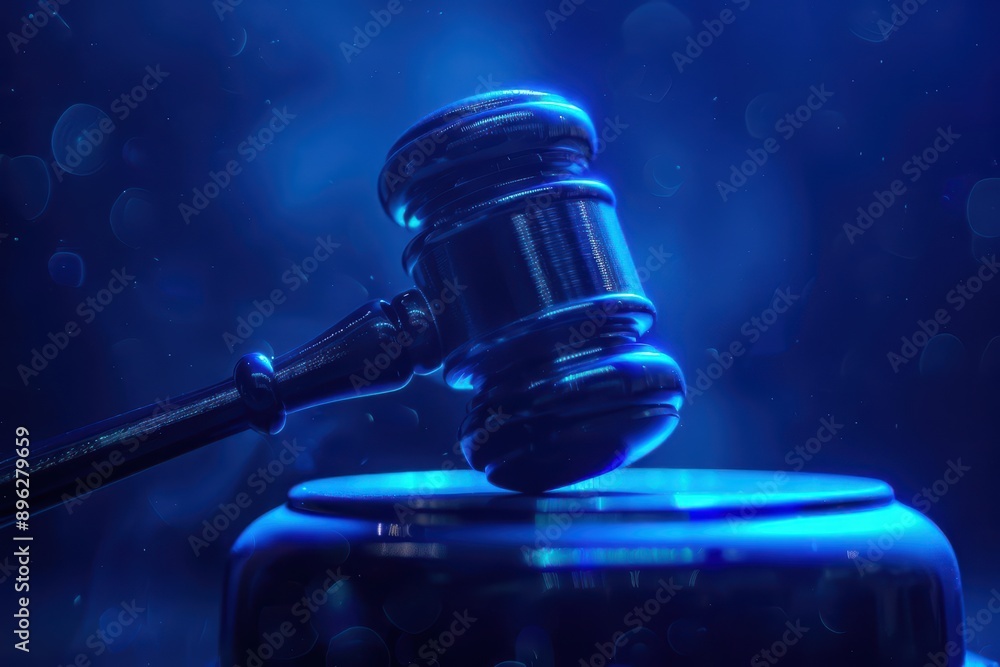Order shines with ethereal gavel strikes and holographic courtroom settings in an ultramodern, supernatural scene banner with copy space Order shines with ethereal gavel strikes and holographic courtroom settings in an ultramodern, supernatural scene banner with copy space