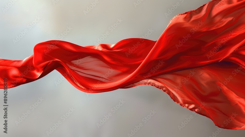 Flying red silk fabric. Generative AI. Flying red silk fabric. Generative AI.