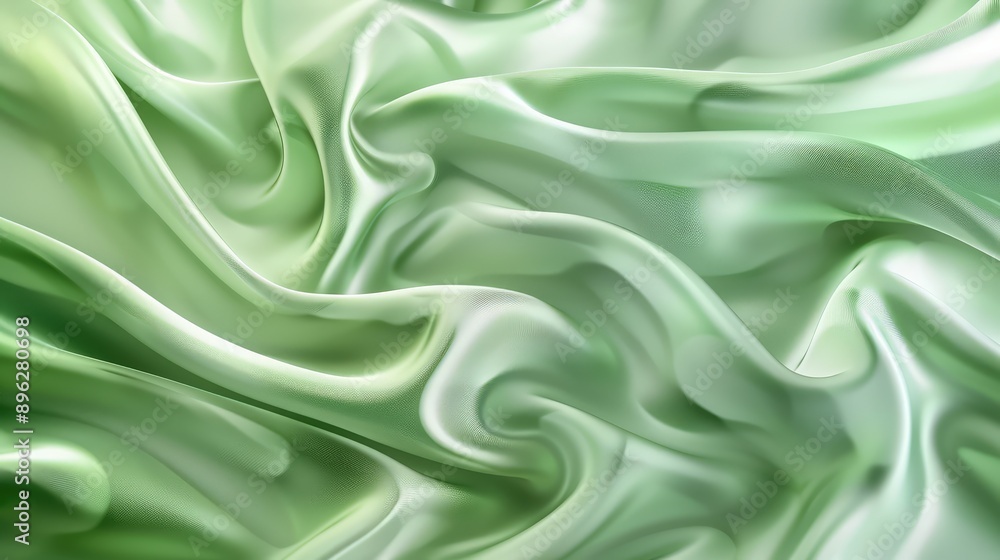 Green silky wave background. Ai generation. Green silky wave background. Ai generation.