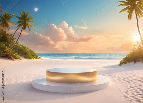 Frosted Acrylic Podium Translucent Quality Tranquil Beach White Sands Gentle Waves
