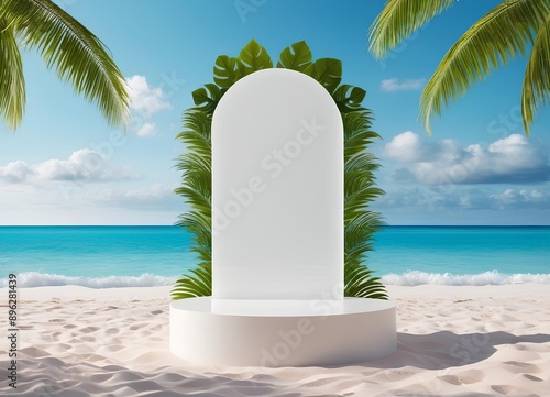Frosted Acrylic Podium Delicate Translucent Beach Backdrop White Sands
