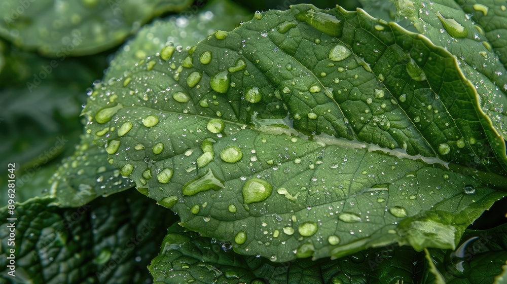 Raindrop on leaf. Ai generation. Raindrop on leaf. Ai generation.