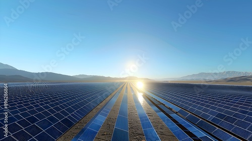 Farma solarna, ekologia, panele solarne, energia słoneczna photo