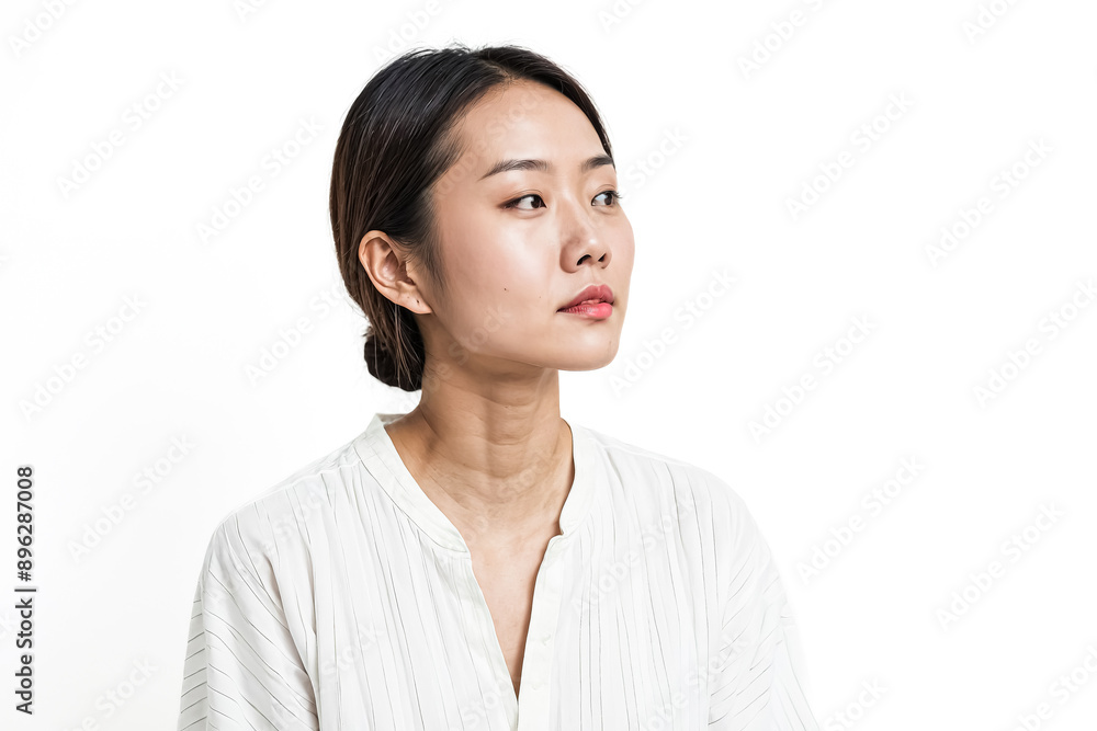 Portrait of a young woman looking away from the camera Portrait of a young woman looking away from the camera