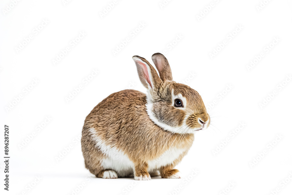 Cute Brown Rabbit Sitting on White Background Cute Brown Rabbit Sitting on White Background