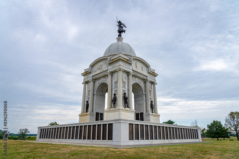 Obraz premium Gettysburg National Battlefield and Memorials in Pennsylvania, America, USA.