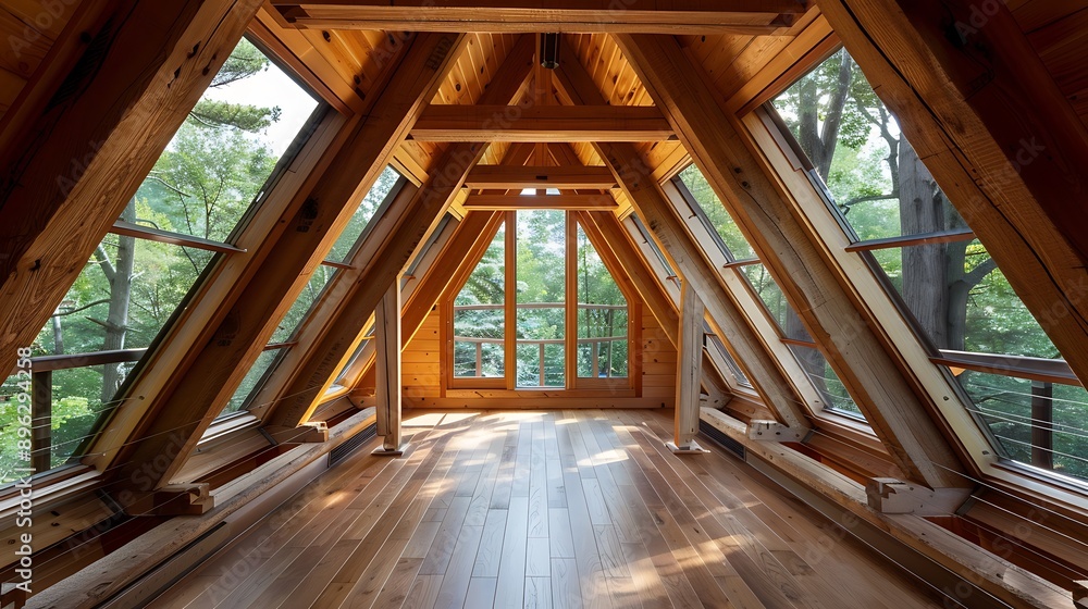 Obraz premium A view of a just lately constructed home's a frame attic