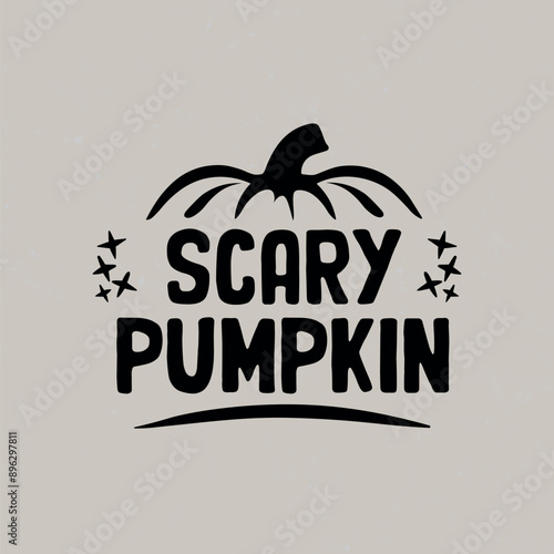 Halloween label with pumpkin and typography elements.