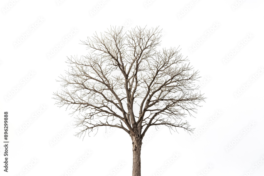 Bare Tree Silhouette Against a White Background Bare Tree Silhouette Against a White Background