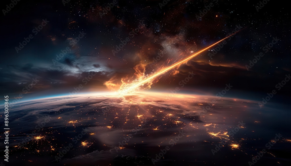 A meteor streaking across the night sky, captured in documentary photography style, highlighting the spectacular event for an astronomy magazine A meteor streaking across the night sky, captured in documentary photography style, highlighting the spectacular event for an astronomy magazine