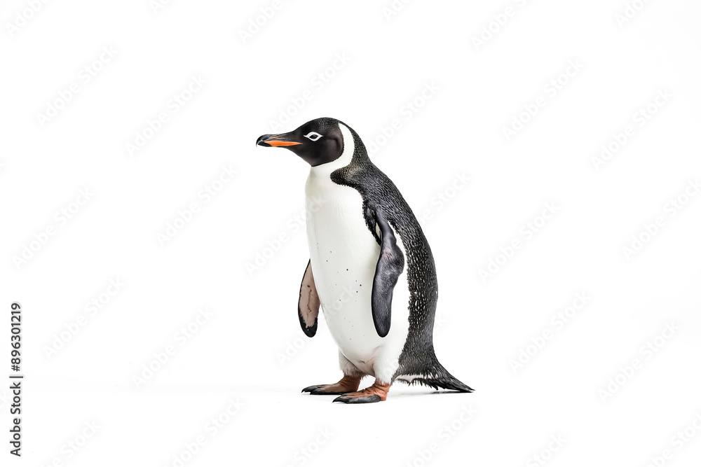 Fototapeta premium Gentoo penguin standing on white background