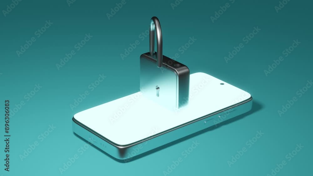 Mobile phone and lock. Minimal modern motion design. Abstract animation Mobile phone and lock. Minimal modern motion design. Abstract animation