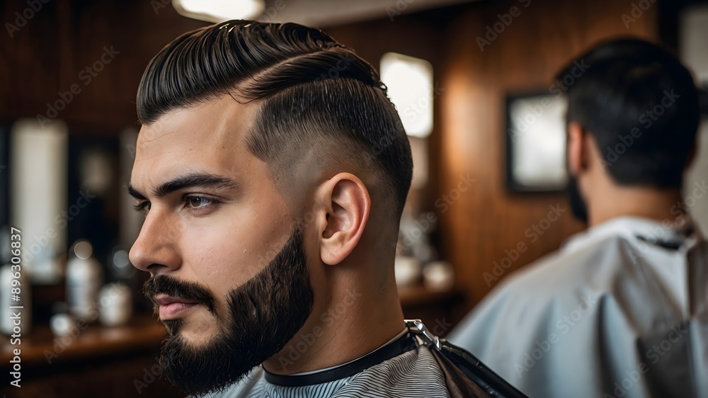 Stilvolle Transformation: Ein Kunde beim Friseur Stilvolle Transformation: Ein Kunde beim Friseur